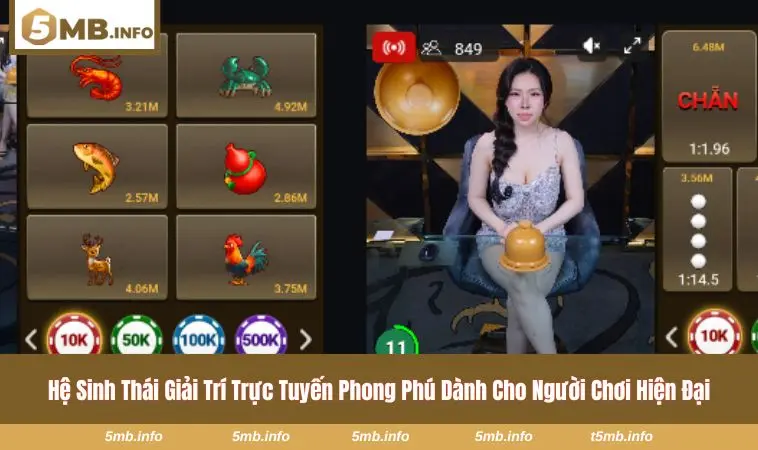 Sảnh casino trực tuyến hiện đại với đa dạng trò chơi