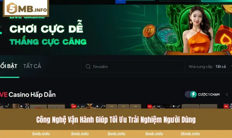 Giao diện casino trực tuyến hiện đại trên điện thoại di động