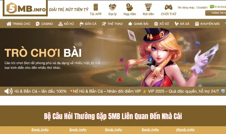 Bộ câu hỏi thường gặp 5MB về nhà cái
