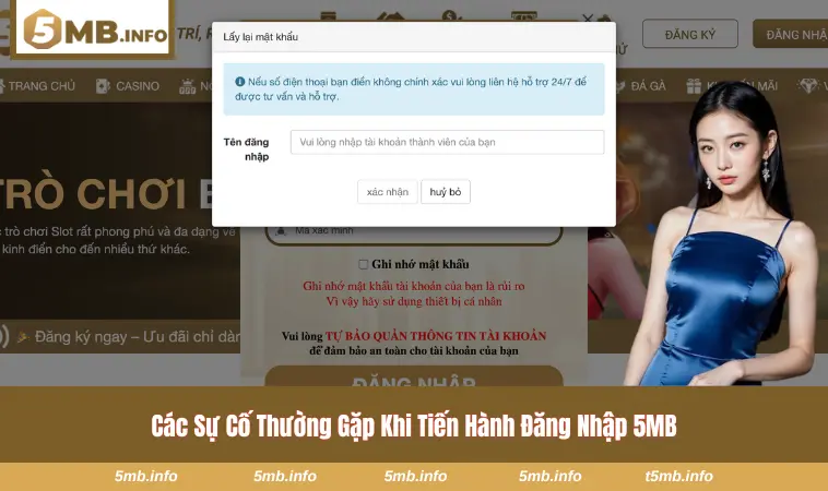 Đăng Nhập 5MB 1 Các sự cố gián đoạn quá trình đăng nhập 5MB