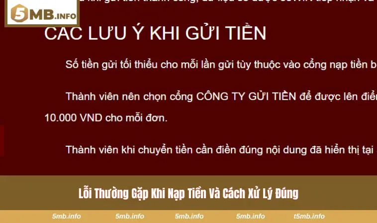 Nạp Tiền 5MB 3 Những lỗi được ghi nhận phổ biến và cách tự khắc phục