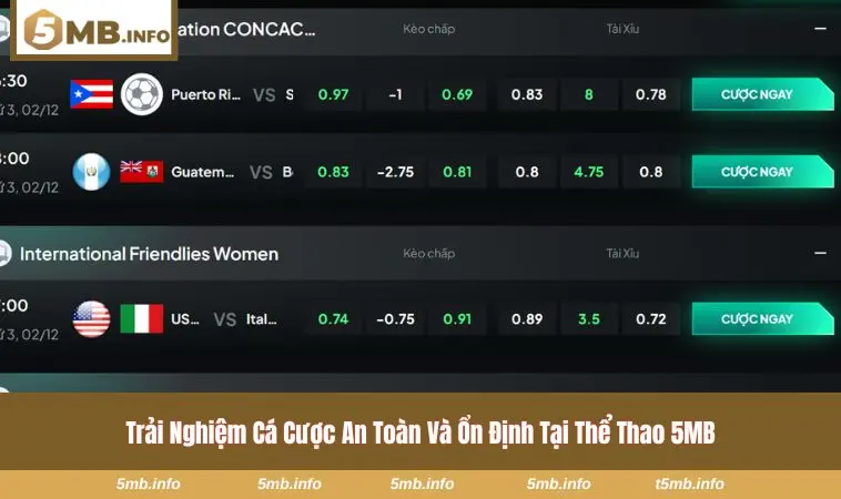 Hỗ trợ người chơi thể thao trên 5MB